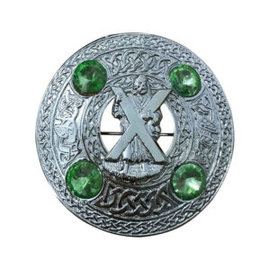 Celtic Knot Saint Andrews Plaid Brooch With 4 Stones