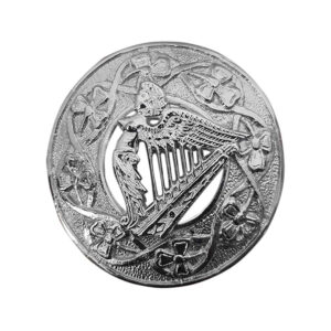 Irish Harp Badge Plaid Brooch Irish Shamrock Design