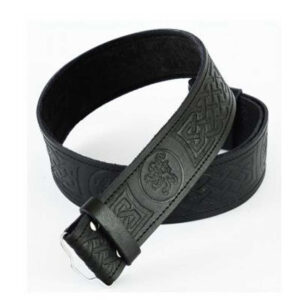 Leather Lion Rampant Embossed Kilt Belt