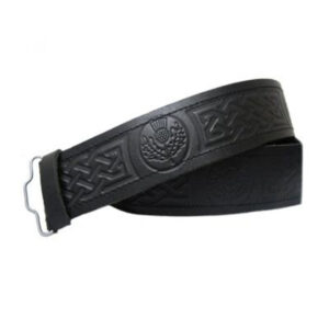 Leather Thistle Embossed Kilt Belt