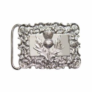 Scottish Thistle Design Kilt Belt Buckle With Thistle Badge